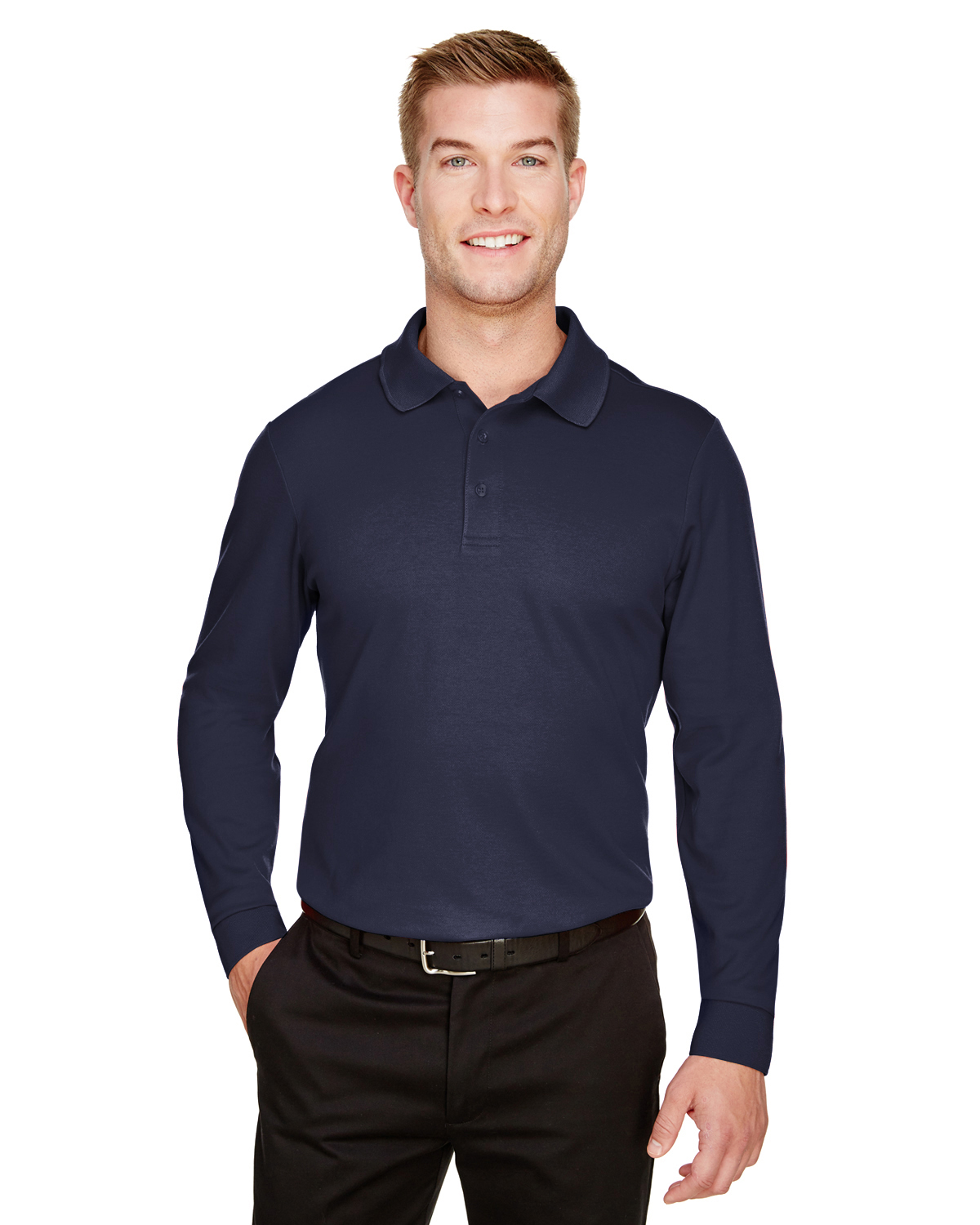 Devon & Jones Mens Knit Collar Tall Polo Shirt Navy X-Large Tall 